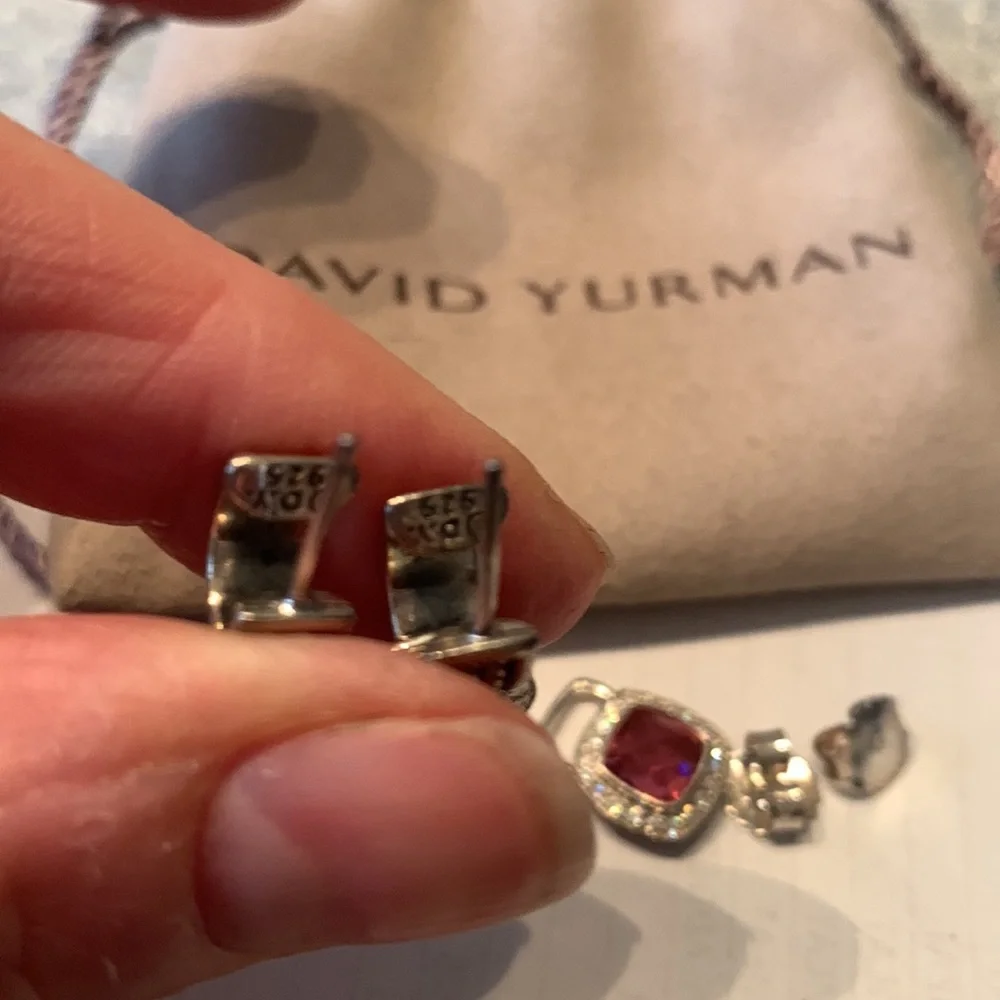 David Yurman retired sterling silver Albion Drop Earrings Diamond & tourmaline - Picture 4 of 6